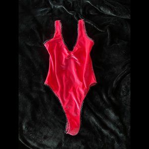 VELVET NEON PINK ONESIE/BODYSUIT